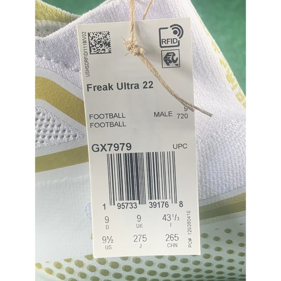 Adidas Freak Ultra 22‎ Football Cleats White Gold Metallic GX7979 Men\'s Size 9.5 main image 7